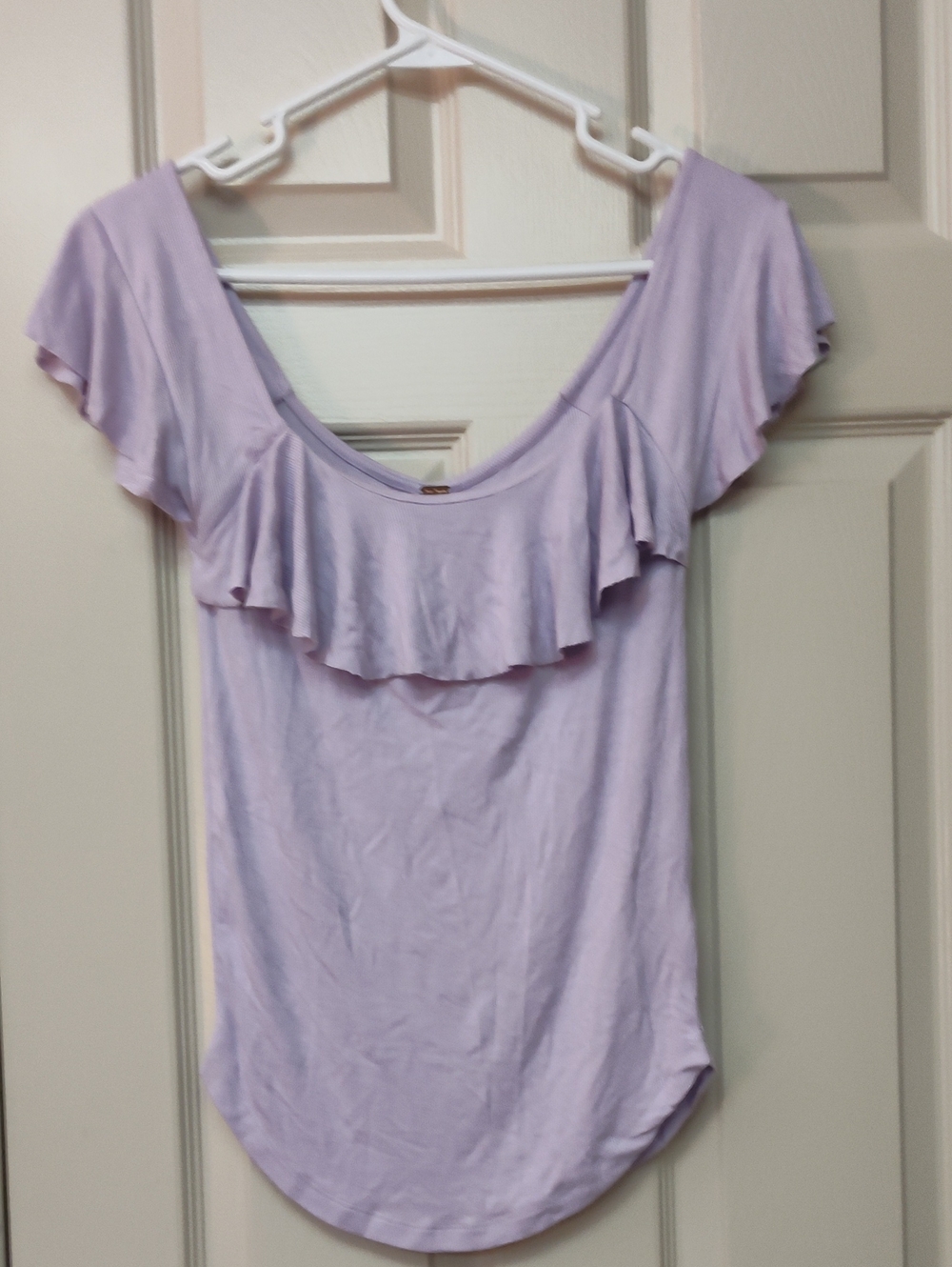 Free People Lavender Ruffle Scoop Neck Tee